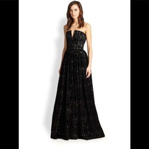 Alice + Olivia, Black Lace Bustier Evening Gown, Size 6
